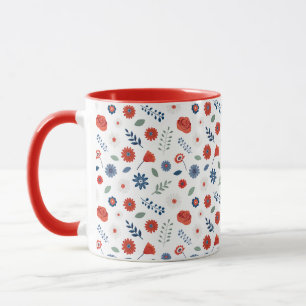 Caneca Floral Patriótica Verão Cottage Americana