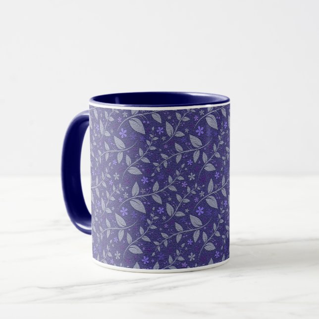Caneca Floral Popular Elegante Moderno Roxo (Frente Esquerda)