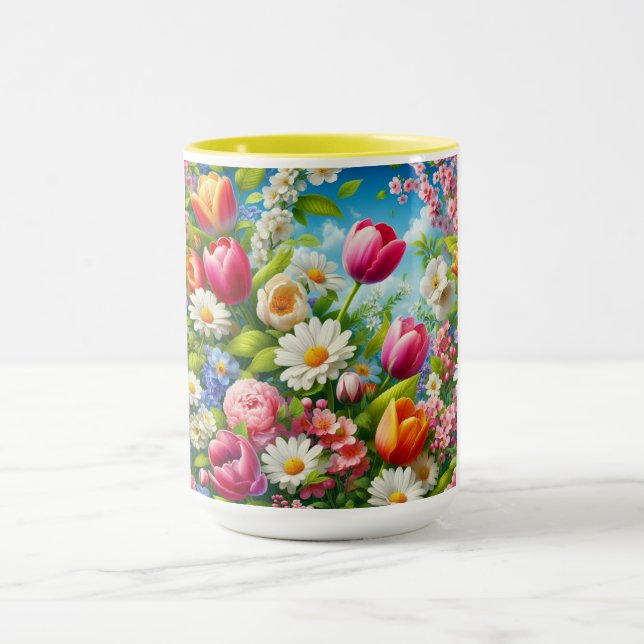 Caneca Floral/primavera trabalho de arte (Centro)