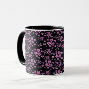 Caneca Floral Púrpura Preta de Luxo Popular