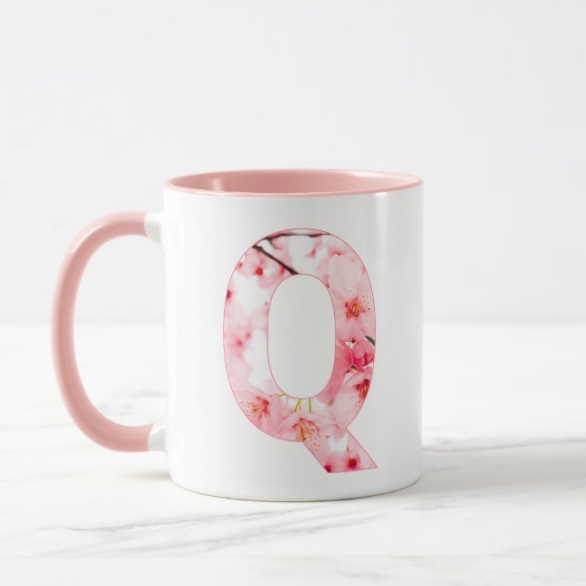 Caneca Floral Q Initial Mug | Personalized Name & Traits (Esquerda)