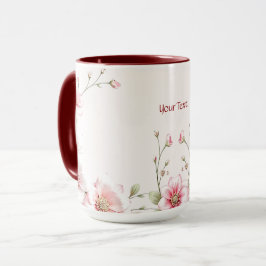 Caneca Floral Rosa Elegante Branca