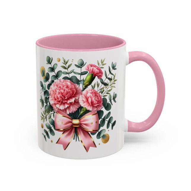 Caneca Floral Rosa Presente de Buquê de Cravo (Criador carregado)
