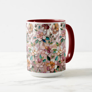 Caneca Floral Rosa Xícara de Café Botânica Elegant