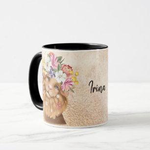 Caneca Floral Safari selvagem, um chá de fraldas de ouro