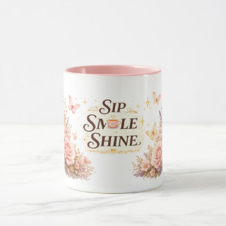 Caneca Floral Sip Smile Shine