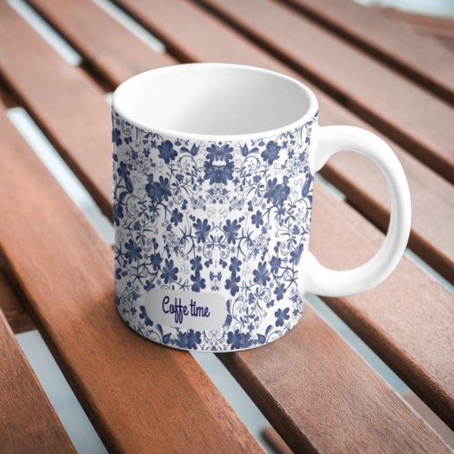 Caneca Floral Tempo Estético do Café (Criador carregado)