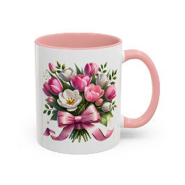 Caneca Floral Tulipa Rosa Presente Fofo