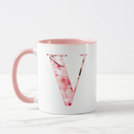 Caneca Floral V Initial Mug | Personalized Name & Traits