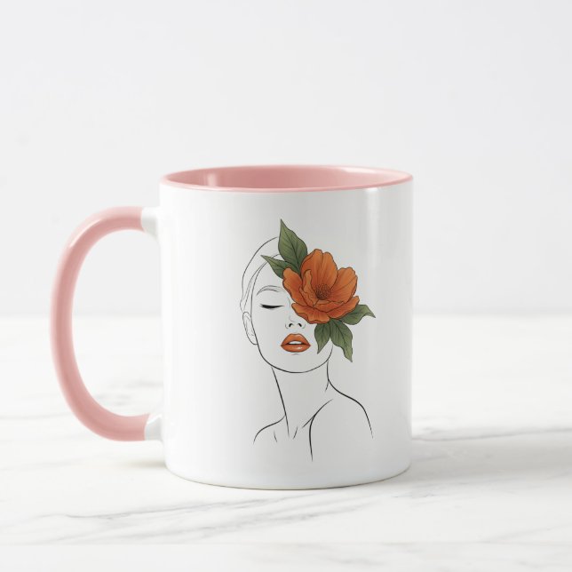 Caneca  Floral Woman Face Art Mug gift  (Esquerda)