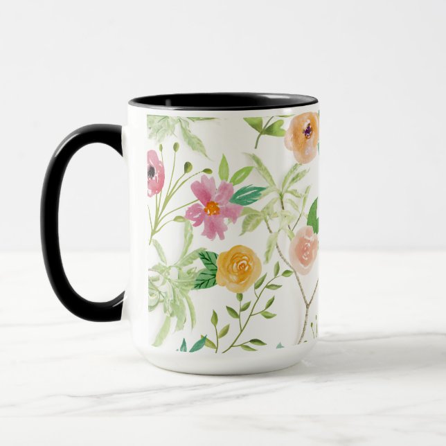 Caneca Floral Xadrez Romântico (Esquerda)