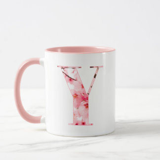 Caneca Floral Y Initial Mug | Personalized Name & Traits