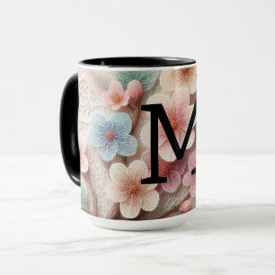 Caneca Florença de colar floral cor-de-rosa monograma