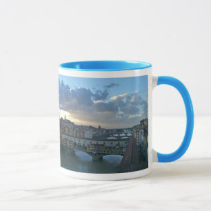 Caneca Florença - por do sol, pontes do rio de Arno