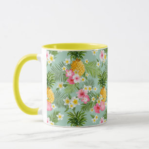 Caneca Flores & abacaxis tropicais