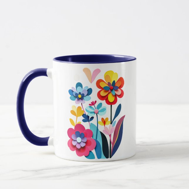 Caneca Flores Abstratas Coloridas e Divertidas Feitas de  (Esquerda)