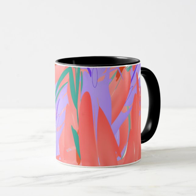 Caneca Flores Abstratas: Um Estouro de Cor (Frente Esquerda)