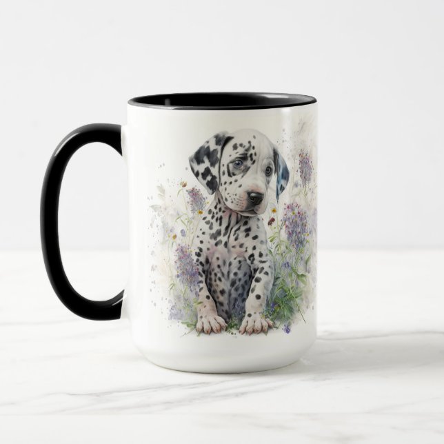 CANECA FLORES ADORÁVEIS DE CACHORRO DALMATIANO DE ÁGUA (Esquerda)