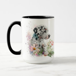 CANECA FLORES ADORÁVEIS DE CACHORRO DALMATIANO DE ÁGUA