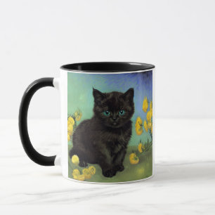 Caneca Flores Amarelas de Gogh Pretas para Gogh