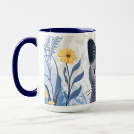 Caneca Flores Amarelas do Gato Azul Russo