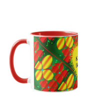 Flores Amarelas e Vermelhas Cheias com Mug Verde