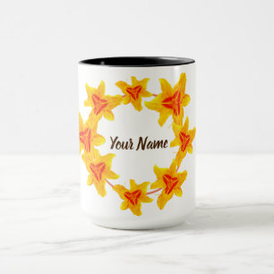 Caneca Flores amarelas personalizadas