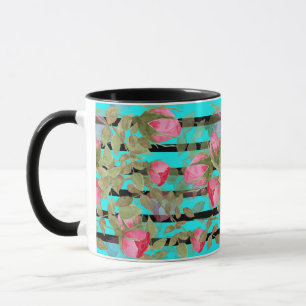 Caneca Flores aquáticas sem costura rosas rosa roma flor