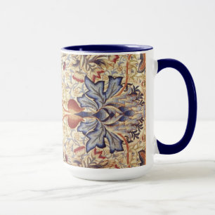 Caneca Flores Azuis E Douradas