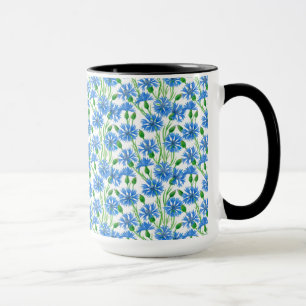 Caneca Flores azuis, flores silvestres e flores brancas