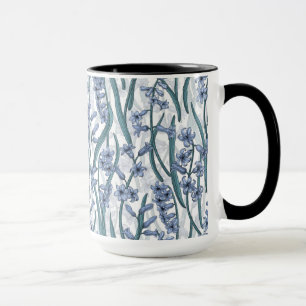 Caneca Flores Blue Hyacinth em branco