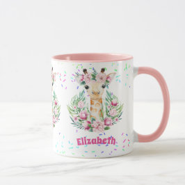 Caneca Flores Boho Giraffe Chamadas Meninas, Dons De Adol