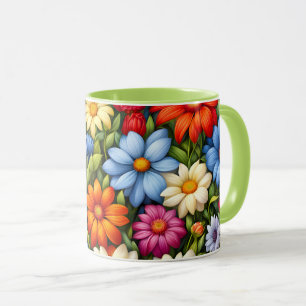 Caneca Flores Bonitas, Vividamente Coloridas,