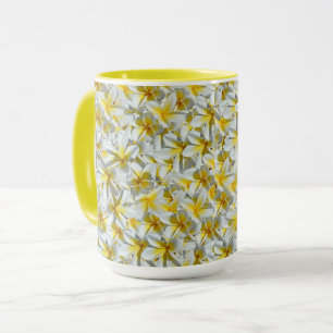 Caneca Flores bonito De Flores Amarelas E Brancas,