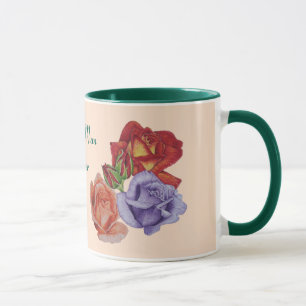 Caneca Flores bonito rosas vermelhas e rosas florais