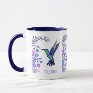 Caneca Flores Botânicas De Hummingbird para amantes de a