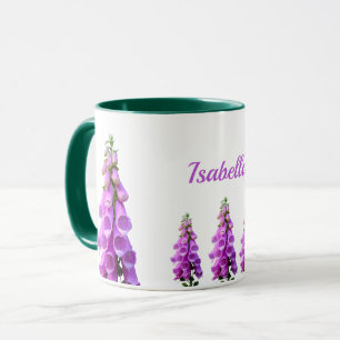 Caneca Flores brancas, cor-de-rosa púrpura, nome floral