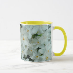 Caneca Flores brancas delicadas do narciso de Paperwhite