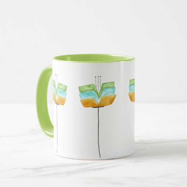Caneca Flores Brancas Modernas (Frente Esquerda)