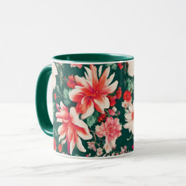 Caneca Flores Brancas Vibrantes, Vermelhas Rosa e Delicad