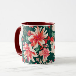 Caneca Flores Brancas Vibrantes, Vermelhas Rosa e Delicad