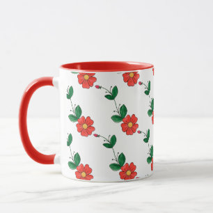 Caneca Flores, Buds e Folhas de Laranja, Cute