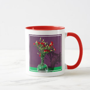 Caneca Flores Buquê de transporte vermelho