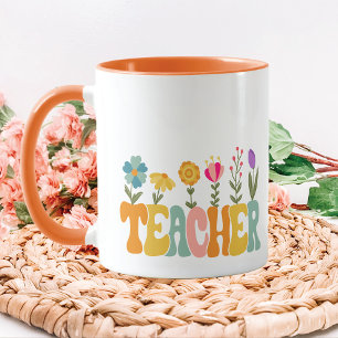 Caneca Flores Cheery Retro Professora Mug