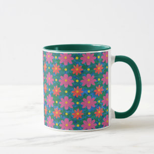 Caneca Flores Chic Rangoli, Bolinhas Ringer Coffee Mug