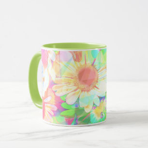 Caneca Flores Coloridas Brilhantes Cheias