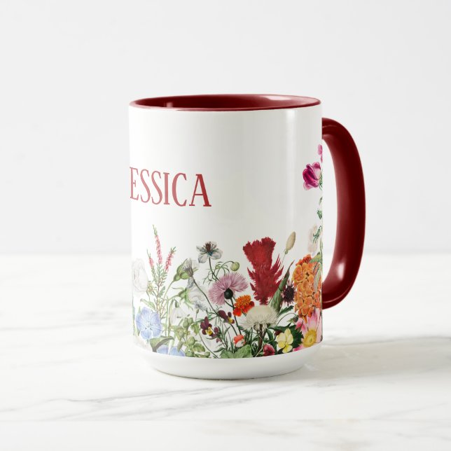 Caneca Flores Coloridas para Jardins Florais Personalizad (Frente Esquerda)