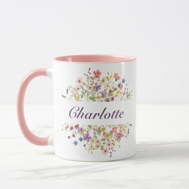 Caneca Flores Coloridas Personalizadas (Esquerda)