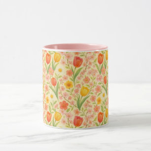 Caneca Flores com padrão fofo de Páscoa/primavera