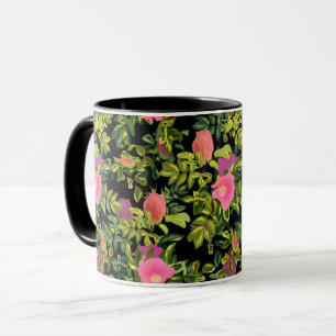 Caneca Flores cor-de-água, cor-de-rosa, flores botânicas